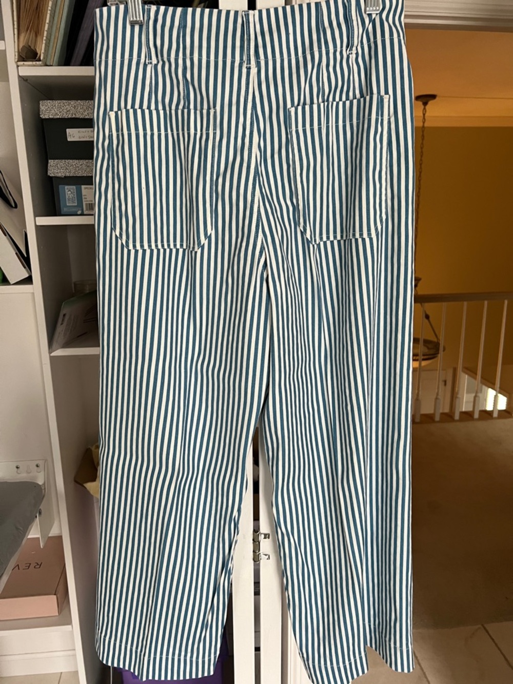 Maeve Anthropologie Blue and White Striped Cropped Wide-Leg Pants 30 Colette - Picture 6 of 16